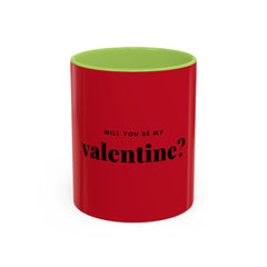 Valentine "Will You Be My Valentine?" Accent Coffee Mug — Red & Black Romantic Gift (11/15oz)