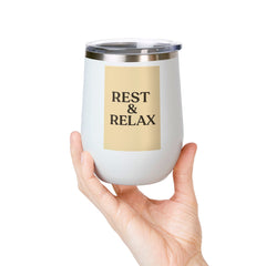 Wine Tumbler | "REST & RELAX" Insulated Cup, Perfect for Gifts, Relaxation, Parties, & Outdoor Fun