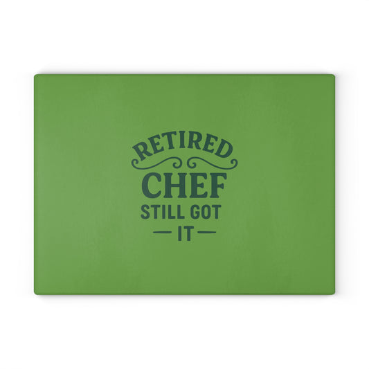 Retired Chef Glass Cutting Board | Unique Kitchen Gift, Culinary Decor, Chef Appreciation, Housewarming Present, Cooking Essential
