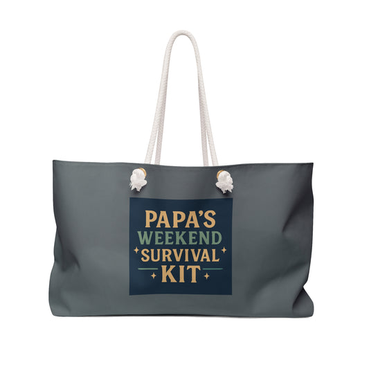 Papa's Weekend Survival Kit Bag | Stylish Travel Tote, Perfect for Getaways, Gifts for Dads, Beach or Gym Bag, Versatile Carryall