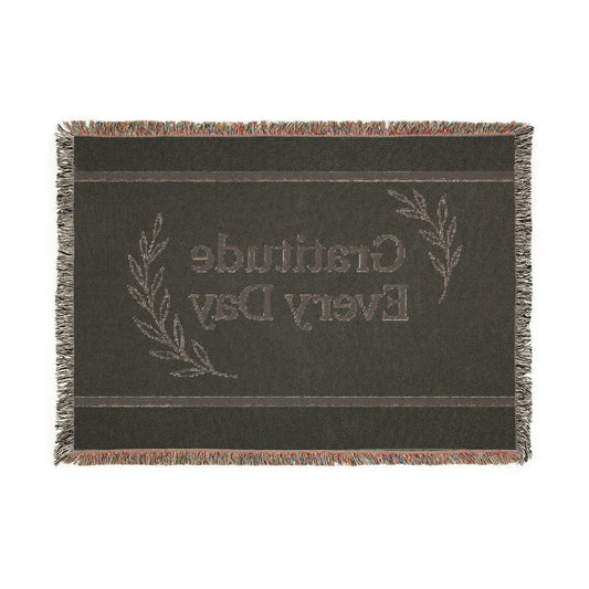 Gratitude Woven Blanket, Cozy Throws, Home Decor, Gift for Her, Inspirational Decor, Cozy Living, Everyday Comfort