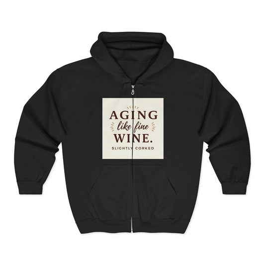 Aging Like Fine Wine Hoodie - Unisex Hooded Sweatshirt for Seniors