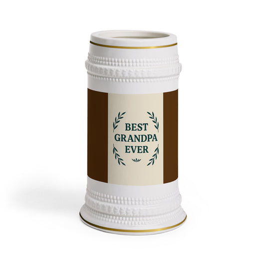 Best Grandpa Ever Beer Stein Mug, Personalized Gift for Dad, Father's Day or Birthday Celebration, Unique Grandpa Gift