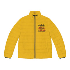 Men's Yellow Puffer Jacket - 'Remember when Gas was Cheap and Knees worked'