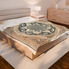 Cozy Mandala Velveteen Plush Blanket | Soft Throw Blanket, Home Decor, Gift for New Parents, Meditation, Boho Decor