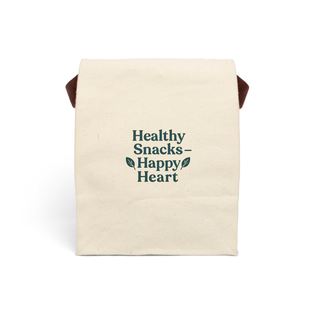 Eco-Friendly Canvas Lunch Bag - Healthy Snacks, Happy Heart | Reusable Tote, Gift for Health Lovers, Picnic Bag
