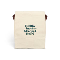 Eco-Friendly Canvas Lunch Bag - Healthy Snacks, Happy Heart | Reusable Tote, Gift for Health Lovers, Picnic Bag