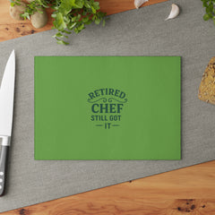 Retired Chef Glass Cutting Board | Unique Kitchen Gift, Culinary Decor, Chef Appreciation, Housewarming Present, Cooking Essential