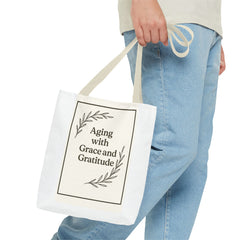 Elegant Gratitude Tote Bag | Aging with Grace, Reusable Shopping Bag, Gift for Moms, Positive Affirmation Bag, Everyday Use