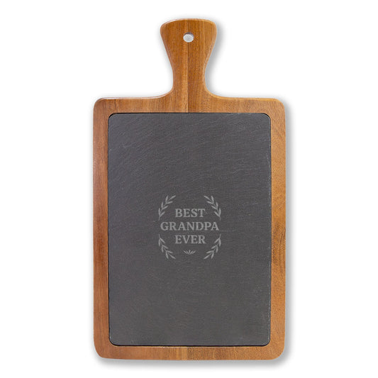 Engraved Charcuterie Board - Best Grandpa Ever Gift, Personalized Cutting Board, Grandfather Present, Custom Serving Platter, Family