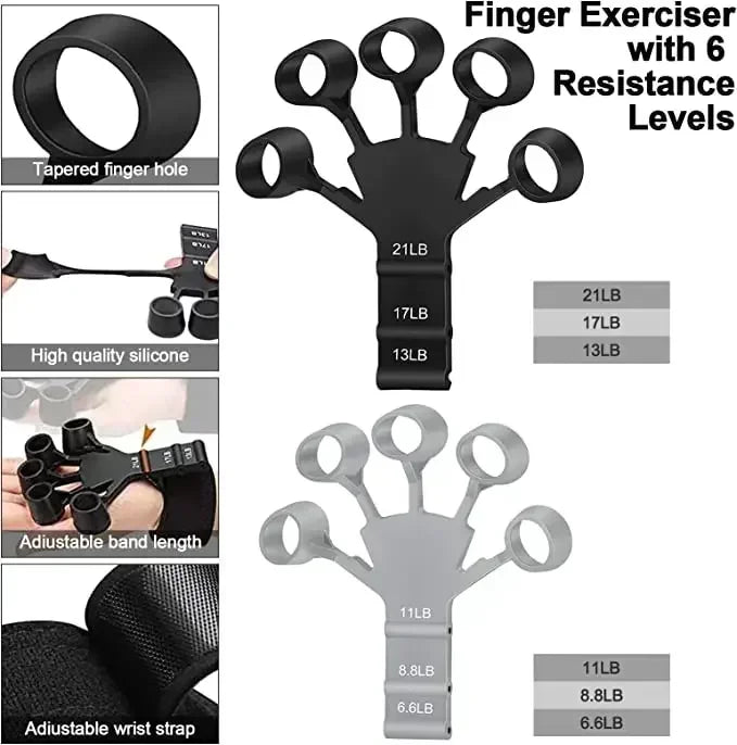 Silicone Finger Strengthener – 6-Level Gentle Hand Grip Trainer